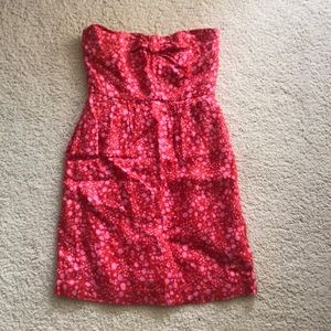 Strapless Red and Pink J.Crew mini dress